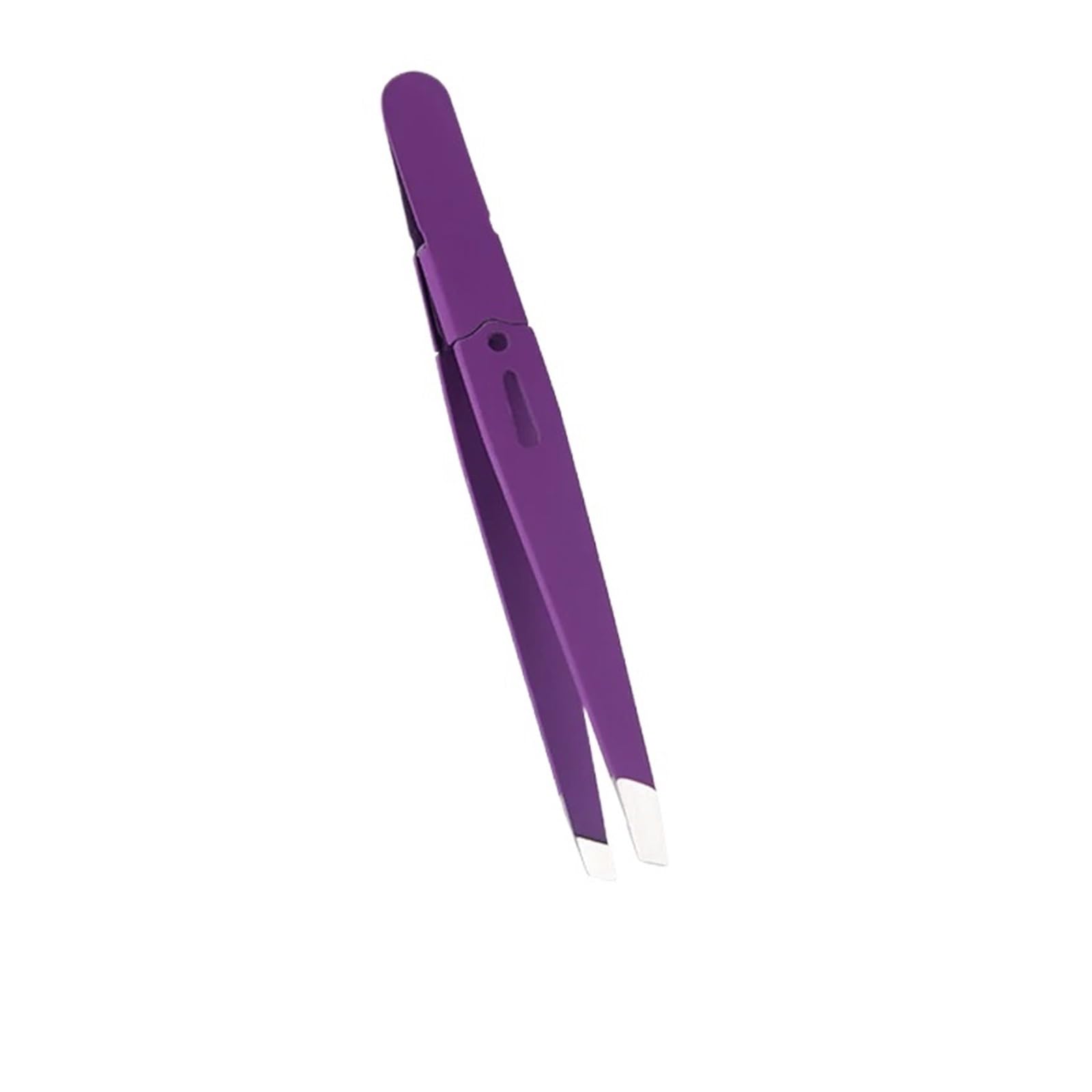 Zgxnyi Purple Eyebrow Tweezers Eyebrow Tweezer Colorful Hair Beauty Fine Hairs Puller Stainless Steel Slanted Eye Brow Clips Removal Makeup Tools(Purple)