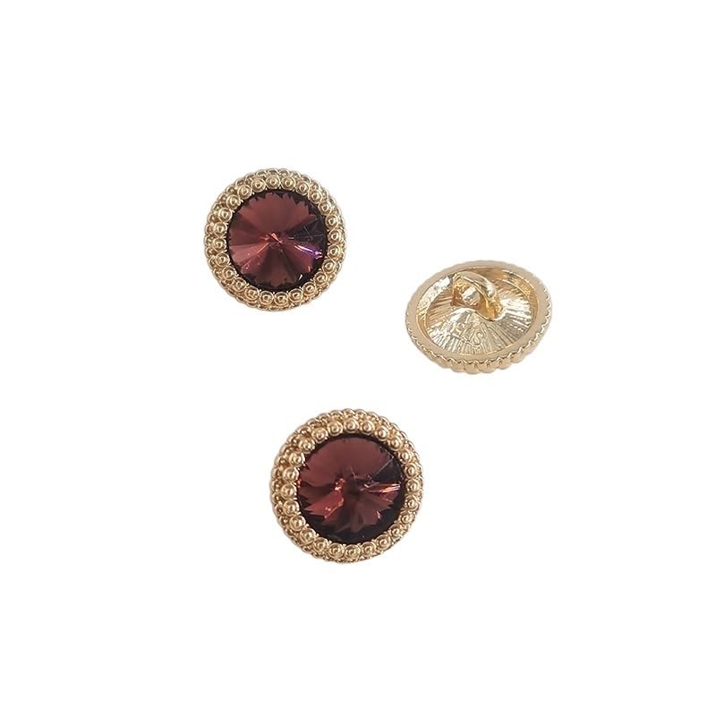 SkyjOy Button 12.5/15/18/21MM Rhinestone Round Button Fashion Decor Jewelry Metal Gold Buttons Of Clothing Sewing Accessories DIY Buttons(Brown gold,18mm 6pcs)