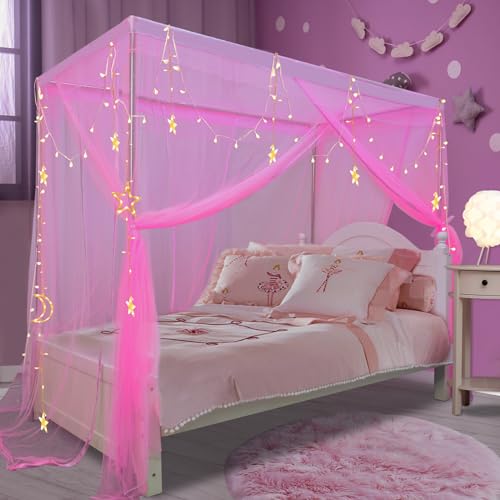 South to East Twin Canopy Bed Curtains for Girls, Pink Bed Canopy by South to East - Used condition - Image 9