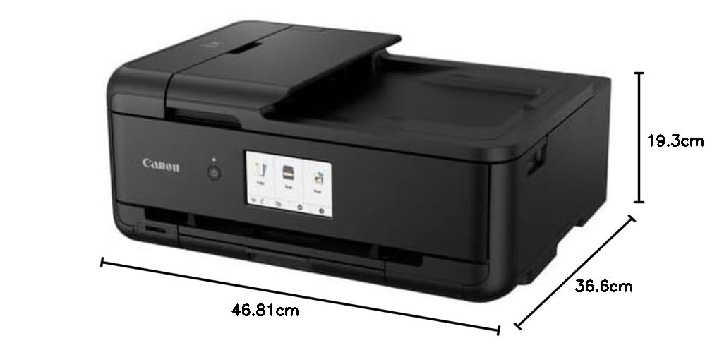 Canon PIXMA TS9550 Drucker Farbtintenstrahl Multifunktionsgerät DIN A4 A3 (Drucker A3, Scanner, Kopierer, 5 separate Tinten, WLAN, LAN, Print App, 2 Papierzuführungen, Duplexdruck) schwarz