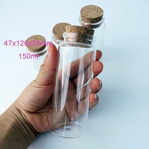 Elysaid 2Pcs Empty Clear Glass Bottles Vials With Cork Stopper Storage Jars 47Mm Bottle Diameter (47X120X33Mm 150Ml) #TOP5