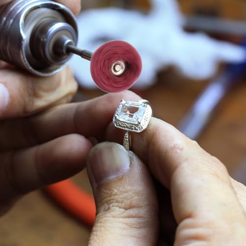 VEGCOO 75 Stück 25mm Schleifscheibe, Metallschleifaufsatz mit 3mm Stiel-Rotationswerkzeug, Schleifen Staubwischen polishing für Schmuck Glas Metall Holz