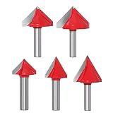 Fresa en V: diámetro del vástago: 8 mm; borde de corte (Diámetro* grados): 22 x 60°, 32 x 60°, 22 x 90°, 32 x 90°, 38 x 90°.