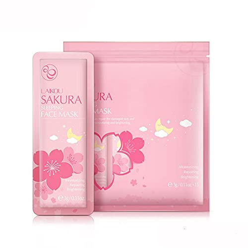 PrawnHz 15Pcs Sakura Sleeeping Face Mask Moisturizing Hydrating Night Facial Mask Anti Wrinkle Aging Skin Care TSLM1