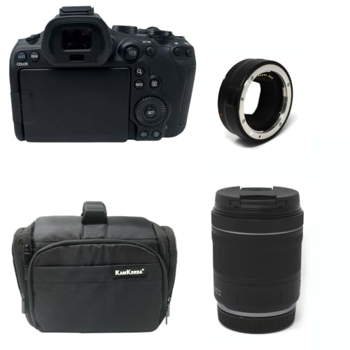 Image of KamKorda Pro Bag with R6 Mark III Mirrorless Camera + RF 24-105mm f/4-7.1 IS STM Lens + EF-EOS R mount adapter with 32.5MP Full-Frame CMOS Sensor and 7K Video 2 Year Warranty