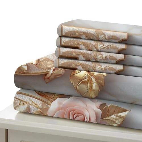 Parure de lit microfibre résistante et douce 200x200cm imprimé roses