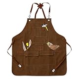 Zeuan Welding Apron Thickened Unisex Canvas Work Apron With Tool Bag For Welders Men Women(1PCS Brown)