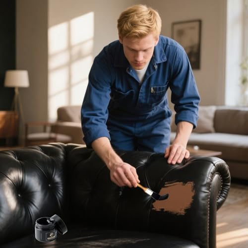 unillea Leder Reparatur Set Schwarz, Flüssigleder Lederfarbe, Lederpflege Für Glattleder, Ledercreme Für Sofa Autositz Motorradjacke, Kratzer Reparatur, Flüssigleder Schwarz, Kunstleder Reparatur Set