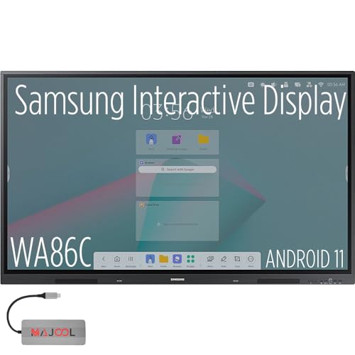 Image of Samsung Interactive Display 2 WA86C 86 Inch Digital Android for Education and Business 4K UHD 3840x2160 with Touch Screen, Wi-Fi, HDMI, USB w /MAJ USB C Dock