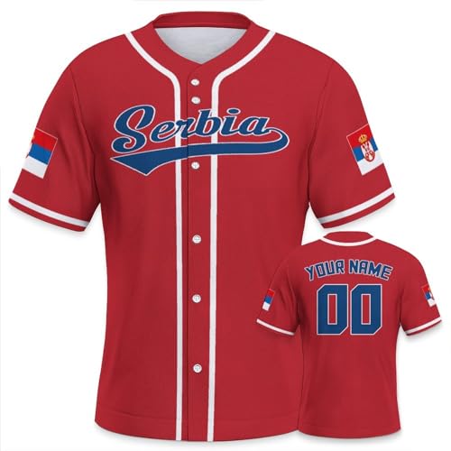 Personalisierte Serbia Baseball Trikot - Individuelle Baseballtrikots der Nationalmannschaft für Männer Frauen Jugendliche Kinder Stickerei/Druck Namen Nummern Button-Down-Shirts Personalisierte Serbia Baseball Trikot - Individuelle Baseballtrikots der Nationalmannschaft für Männer Frauen Jugendliche Kinder Stickerei/Druck Namen Nummern Button-Down-Shirts