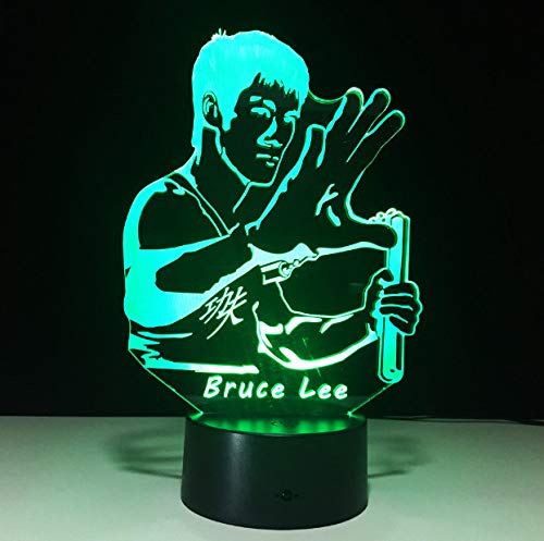 Preisvergleich Produktbild Nachttischlampe Bruce Lee Kungfu Beleuchtung Für Unter Küchenschränke 3D Lampe Nachtlicht 3D Led Lampe Nachtlicht Für Kinderzimmer Lampe