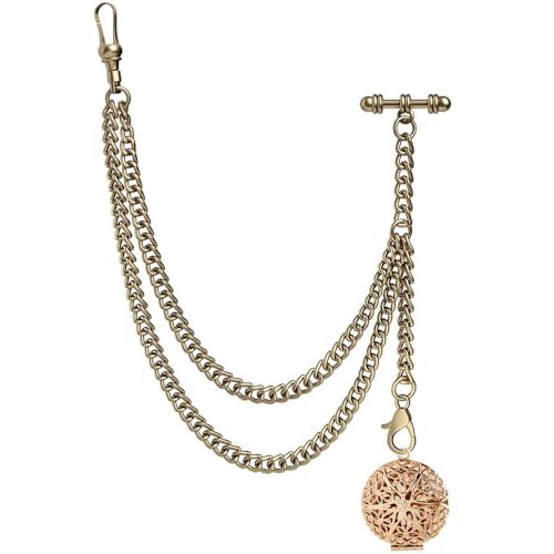 Chaîne de montre de poche Albert avec médaillon grille bronze