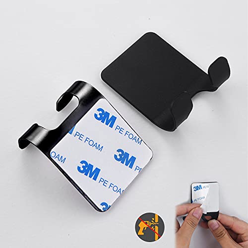 2 Stück Rasierer Halter Haken, VOSSOT Wandmontage Selbstklebend ohne Bohren Dusche Haken, Schwarz Edelstahl Mehrzweckhaken, Nassrasierer Halter Set für Zuhause Küche Badezimmer Büro - Image 4