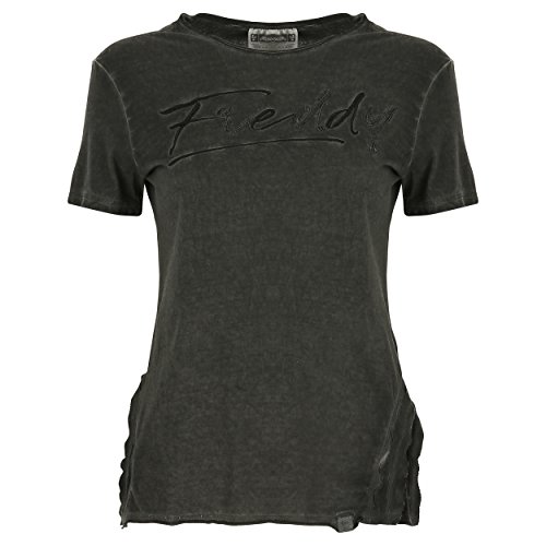 T-Shirt à Manches Courtes FREDDY avec Fentes Côtelées en Coton