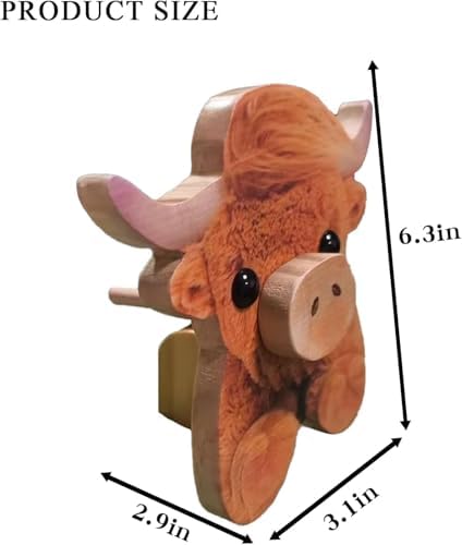 Wooden Animal Glasses Holder , Newsukie - Cute Solid Pine Wood Eyeglasses Stand,Carving Sunglasses Eyeglass Display Stand,Newsukie Creative Gift Glasses Holder for Desk (Flowers Highland Cow) (Highland Cow-1) image 5