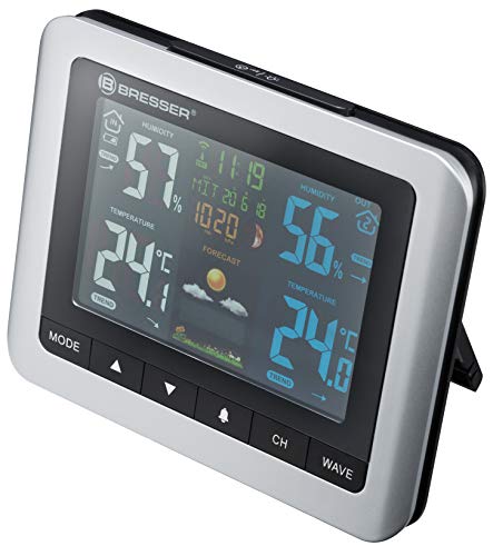 BRESSER MeteoTemp WTM Estación meteorológica radiocontrolada con Sensor Exterior, con termómetro de Interior y Exterior e higrómetro, presión atmosférica, Fases Lunares y previsión meteorológica