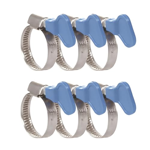 Image of NEW WARE Adjustable 1 /2 Inch Diameter Stainless Steel Hose Clamp with Key for Plumbing, Automotive & Mechanical Applications (Pack of 6)
