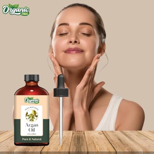 Image of Organic Zing Argan Oil 118 ml (3.99 fl oz) - Liquid Gold Carrier Oil for Skincare, Haircare, DIY Formulations, Soaps & Cream Blends