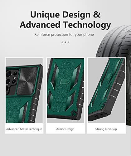 Case For Samsung Galaxy S22 Ultra: Military Grade Drop Proof Protection Rugged Protective S22Ultra 5G Cell Phone Cover With Kickstand & Slide - Shockproof Tpu Matte Textured Bumper Hybrid Design #TOP7