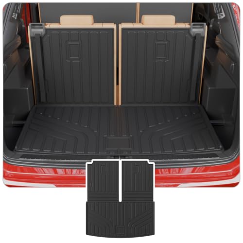 Thinzyou Cargo Mat Compatible with 2018-2025 2026 Volkswagen Atlas Trunk Mat Trunk Liner Cargo Liner (NOT for Cross Sport) Back Seat Cover 2024 VW Atlas Accessories (Trunk Mat with Backrest Mat)