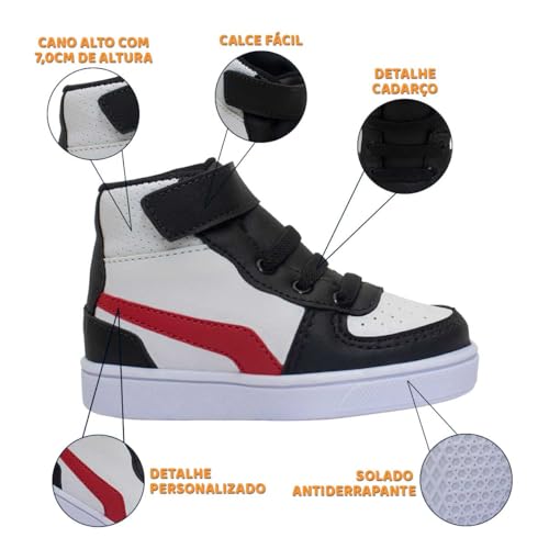 Tenis Infantil Cano Alto 22ao27 Botinha Menino Menina 11.104 (Branco, BR, Criança de 4 a 8 anos, Num