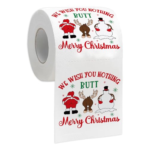 Funny Christmas Toilet Papers Christmas Bathroom Decorations 200 Sheets Holiday Toilet Papers Novelty White Elephant Gag Gifts for Men Women Xmas Stocking Stuffers Party Decor Supplies