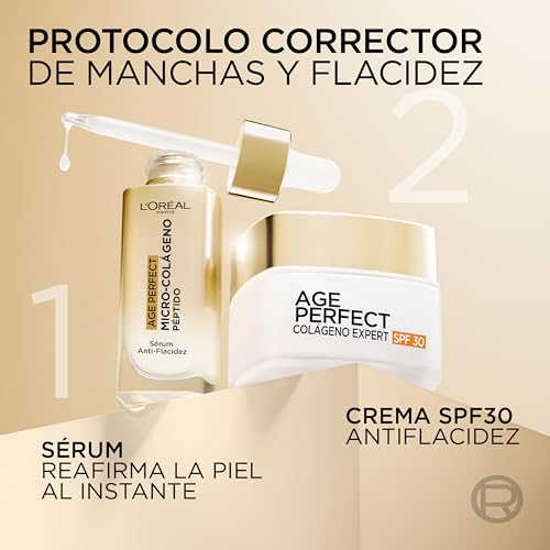Miniatura 9 de L Oréal Paris, Age Perfect Colágeno Expert, Crema Día Anti Flacidez Para Pieles Madura Con Micro-Péptidos De Colágeno, Niacinamida Y Protección Uv Spf30 Para Reducir Manchas Y Reafirmar La Piel, 50ml