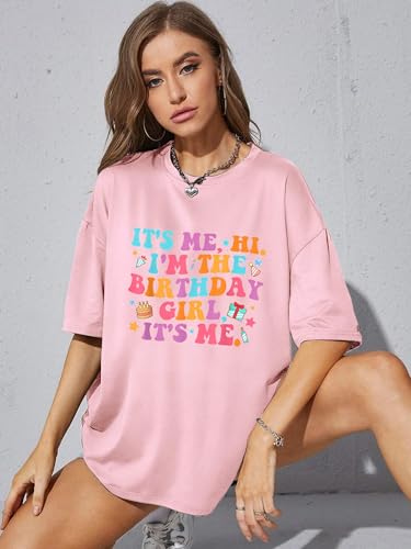 Image of Birthday Shirts for Women Oversized It's My Birthday Girl Graphic Shirt | Funny Birthday Party, Short Sleeve Outfits