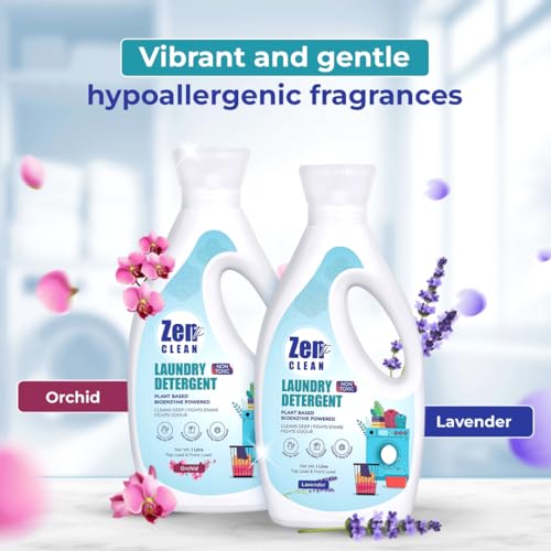Image of Avni Wellness Zenticlean Natural Laundry Detergent | Orchid Fragrance | Plant-Based, Eco-Friendly & Herbal | Front Load & Top Load | Removes Stains & Odours | Protects Colour