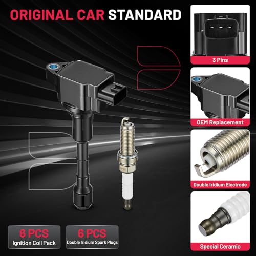 Image of BDFHYK Ignition Coil UF617 and Spark Plug 90174 Nissan 370Z 2009-2020