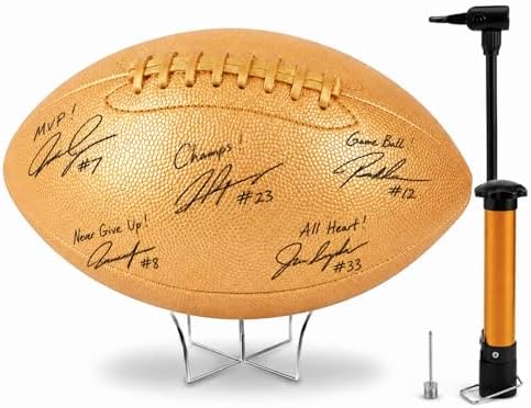 Hiboom Autograph Football with Acrylic Display Stand Air Pump Bla...