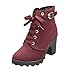 Stivaletti Donna con Tacco Bassi Boot Inverno Neve Stivali da Donna con Tacco Alto e Fibbia alla Caviglia con Plateau (42,Vino)
