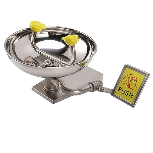 Eye Wash Station, Double Nozzle Emergency 304 Stainless Steel Eye Wash Station Wall Mounted Eyewash Station,for Use in Chemical Plants Laboratories Worksite Shop