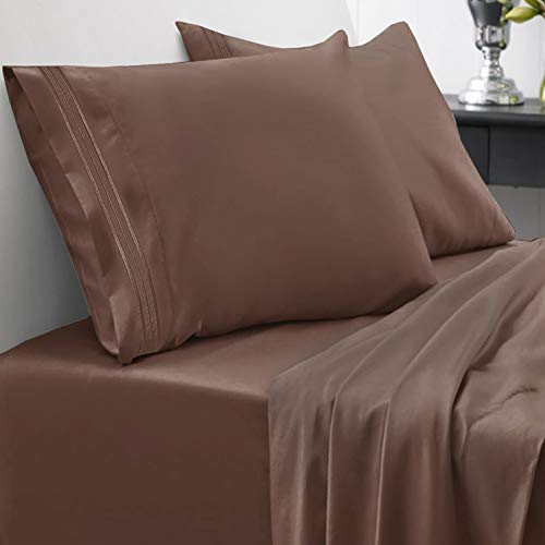1800 Thread Count Sheet Set â€“ Soft Egyptian Quality Brushed Microfiber Hypoallergenic Sheets â€“ Luxury Bedding Set with Flat Sheet, Fitted Sheet, 2 Pillow Cases, King, Brown