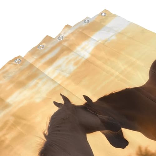Rideau de douche imperméable et lavable motif chevaux amoureux - 6