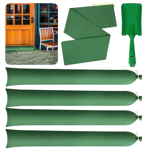 5 Pcs Canvas Flood Sandbags with Shovel and Elastic Band