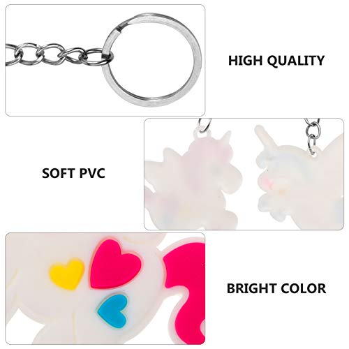 Amosfun 16 Pcs Chaveiros de Unicórnio Lembrancinhas Em Pvc Macio Chaveiro Arco-Íris Decoração Prêmio