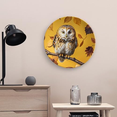 Plato decorativo Owl Branch de porcelana Bone China 10 pulg miniatura 5