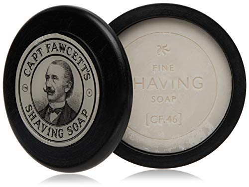 Captain Fawcett's Handcrafted Luxurious shaving soap with wooden bowl ((110g/3.88oz))- With fresh top notes of Pine Needle, Sandalwood & Amber, Elemi, | great for personal and professional use