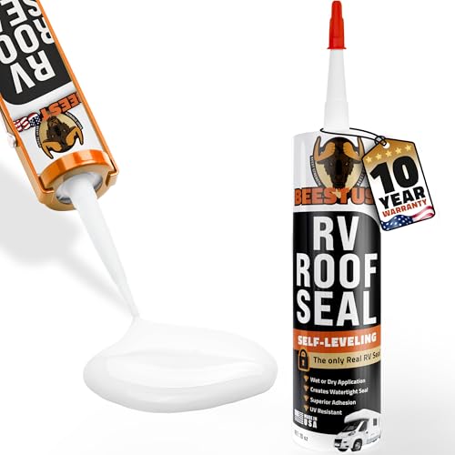 BEEST RV Roof Sealant Self-Leveling - 10 Oz Self Leveling Lap Sealant for Campers Skylight Trailers Waterproof RV Caulking for Vertical Surface - Elastomeric Sealer for Roof Maintenance (1 Pack)