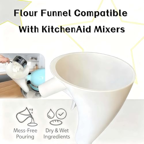 Flour Funnel for KitchenAid Mixer 5 Qt, Anti-Splash Attachment for Tilt-Head Stand Mixer 4.5 & 5 Quart (KSM150), Dishwasher Safe No-Mess Baking Tool, Easy Pour Accessory (Black) #1