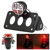 ANONEMOTO Motorcycle LED Side Mount License Plate with 3/4' Alex Hole Tail Light Compatible for Harley Davidson Bobber Chopper Suzuki Yamaha Brake Light Running Light Vertical Horizontal Bracket