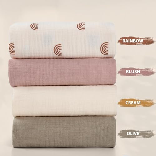 Image of guruixu 2 Pack Muslin Baby Lounger Cover, 100% Cotton Infant Lounger Cover for Baby Boys and Girls (Dusty Pink,Cream)