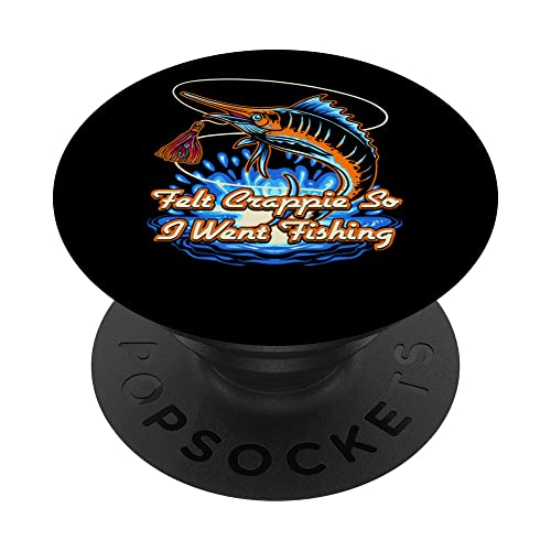 Felt Crappie So I Went Fishing Introvert Lakes Antisocial PopSockets Swappable PopGrip, Black