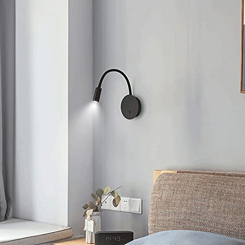 Lámpara de pared de ángulo ajustable con interruptor para lectura nocturna 4