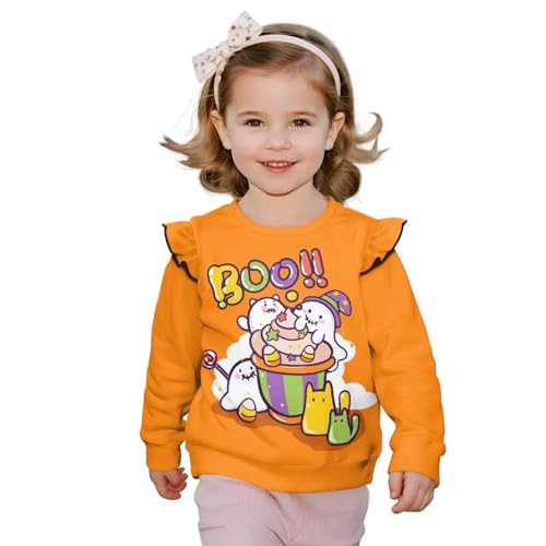 Long Sleeve Sweatshirt for Girls 1-8T Ruffle Shoulders Hoodie for Kids Soft Comfy Tops for Toddler Crewneck Top2