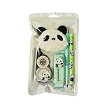 Schreibwaren-Set – Korrekturband mit Panda-Radiergummi mit Tiermotiv | niedliche Schul-Schreibbedarf, Plüschanhänger, Notizen, Lernzubehör | Belohnung Geschenk P