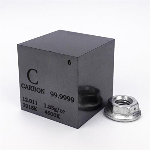 1 inch 25.4mm High Purity Carbon Cube 30grams 99.9999% Engraved Periodic Table
