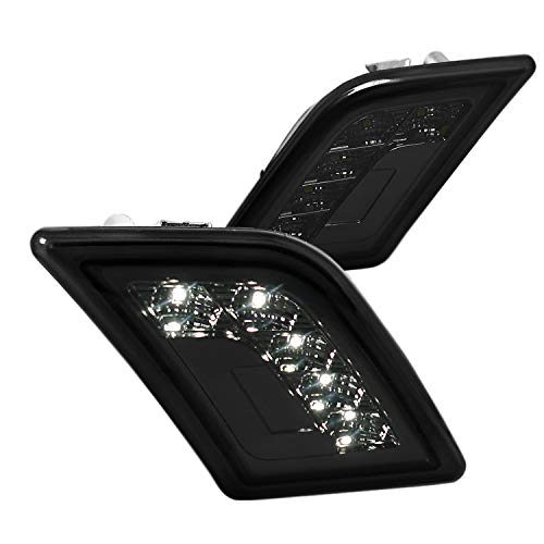 Spec-D Tuning Smoke Lens LED Side Marker Bumper Lights for 2008-2016 Benz W204 C63 C300 Turn Signal Lamps Left + Right Pair
