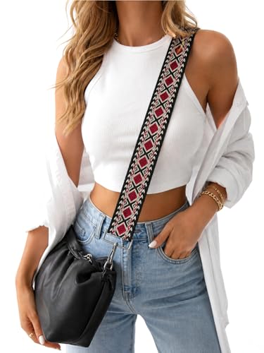 Image of Purse Strap Replacement for Crossbody Bags & Handbags | Premium Webbing with Silver Hardware Clip-On Installation Adjustable Length Comfortable Wide Guitar Style Strap
